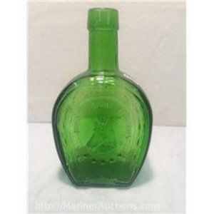 Vintage Horse Shoe Bitters Decanter Bottle Embossed Emerald Green